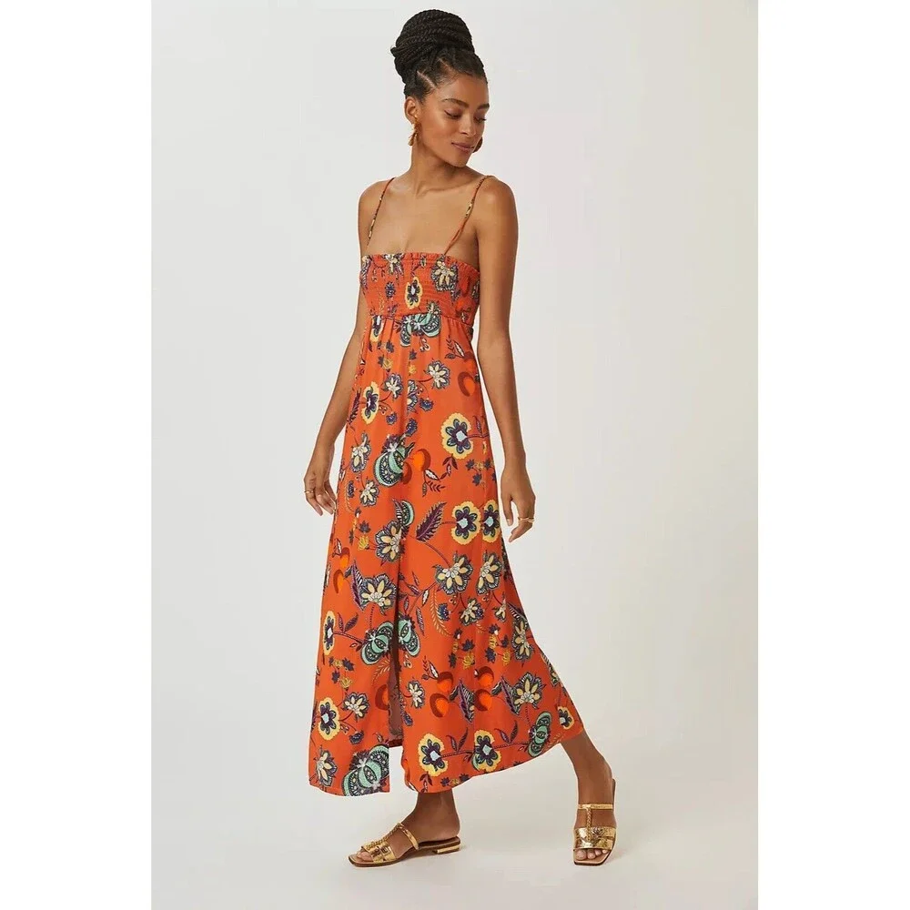 NWT Maeve Multicolor Maxi Dress XL Sleeveless Floral Smocked Cross Back - Picture 13 of 13